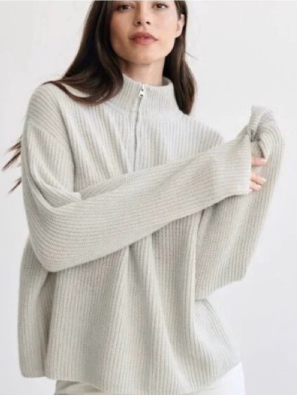 Jenni Kayne Cashmere Half Zip Sweater Dove XS